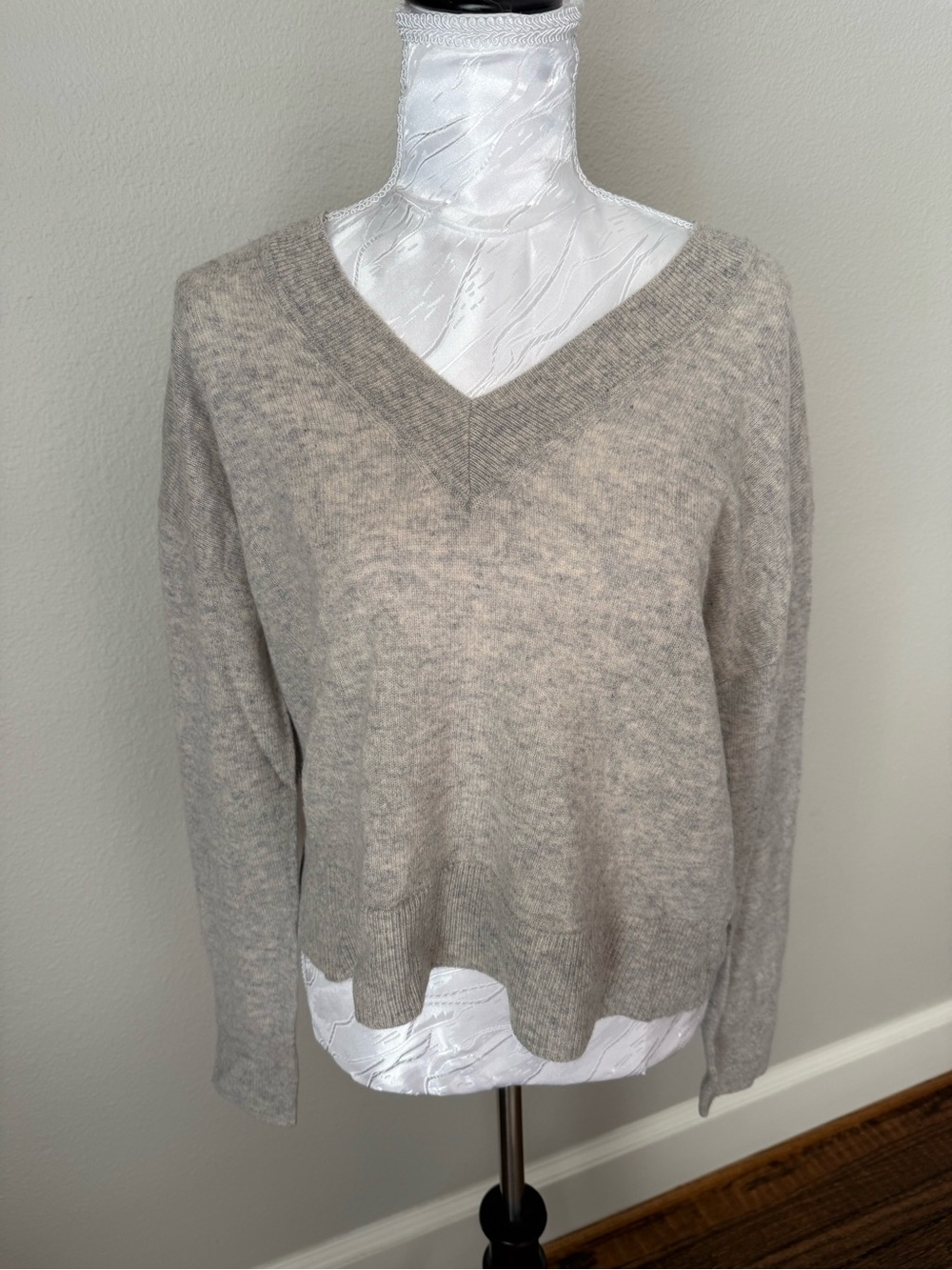 Rachel Zoe Neutral Heather V-Neck Sweater